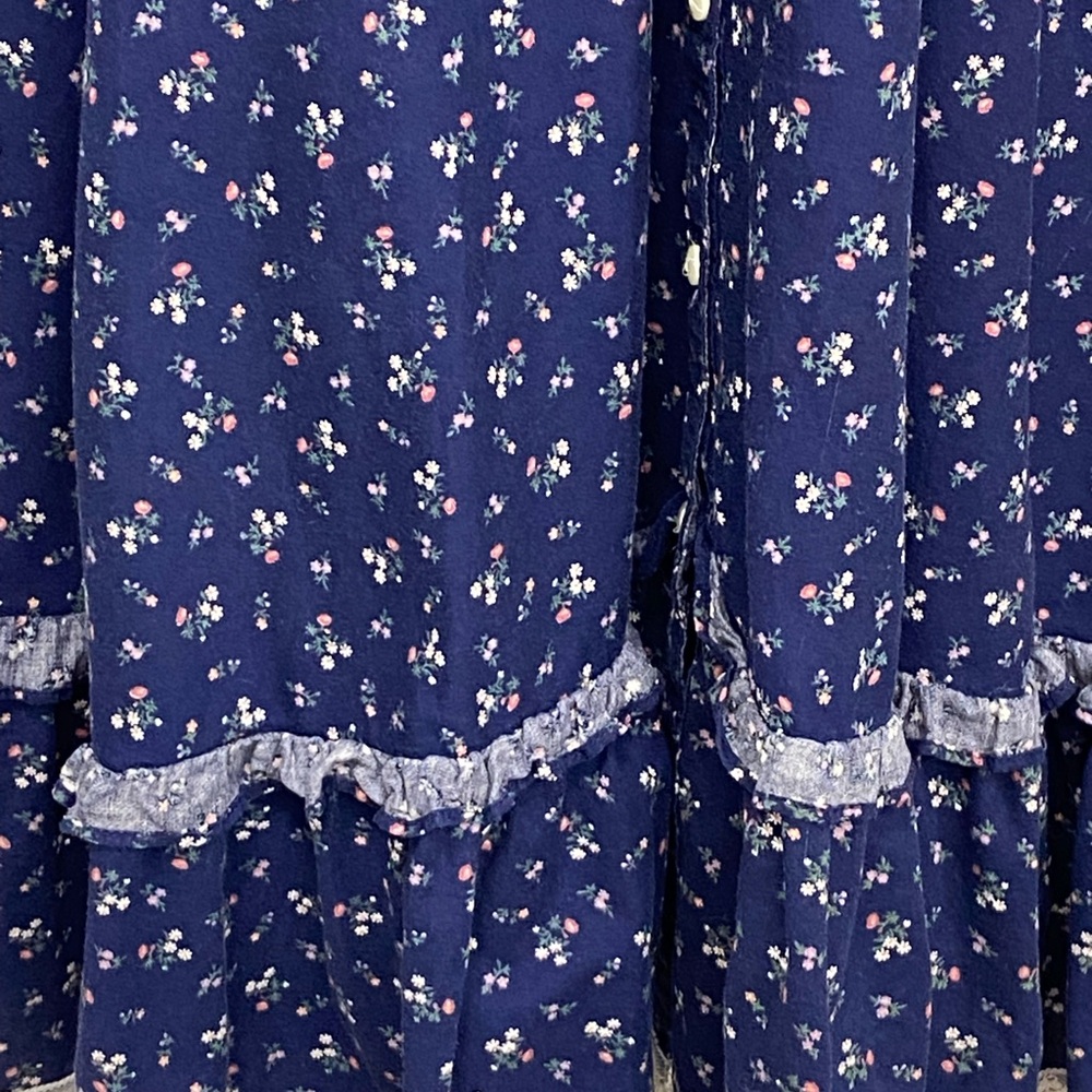 Gunne Sax Midnight Blue Floral with Lace Trim Dress Size S - Vintage EUC RARE - Picture 11 of 16